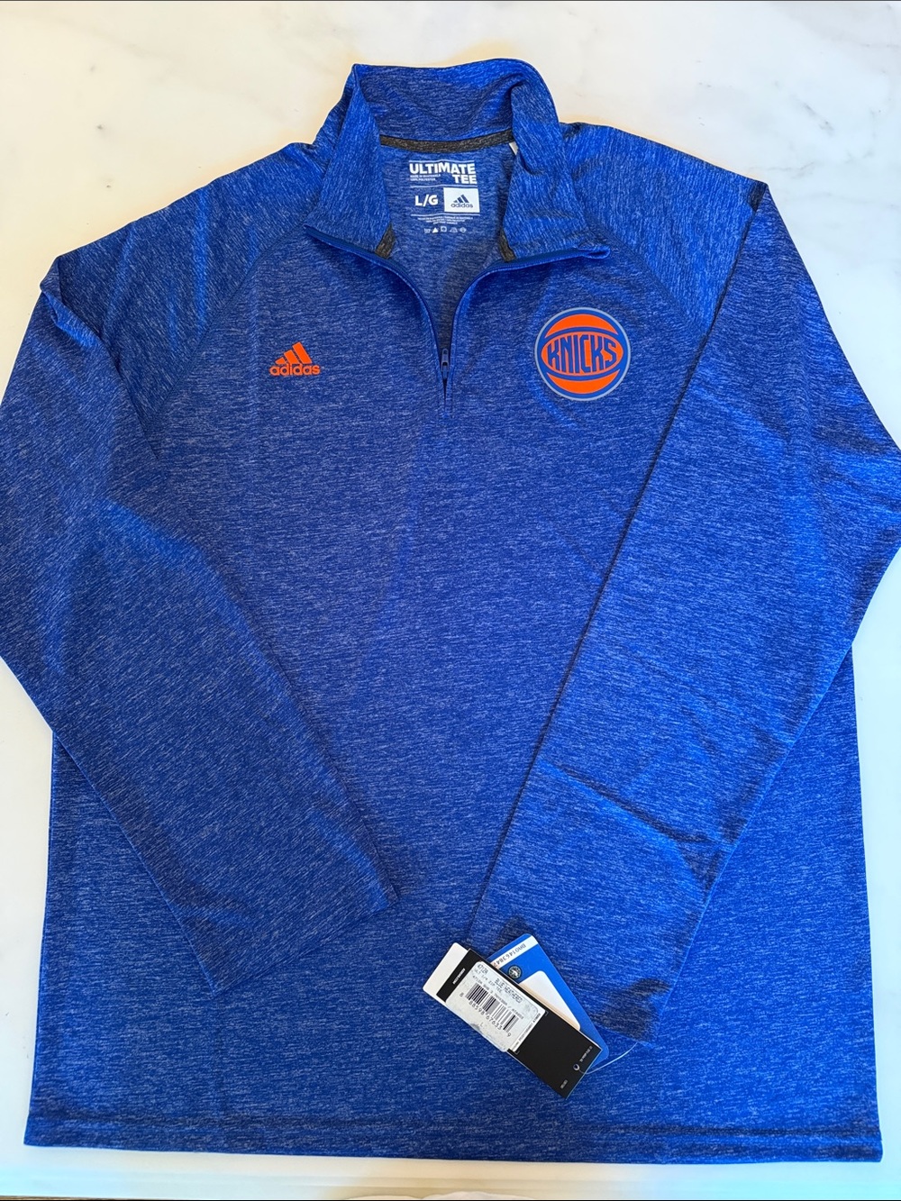 adidas Royal Blue and Orange Knicks 1/4 Zip Pullover